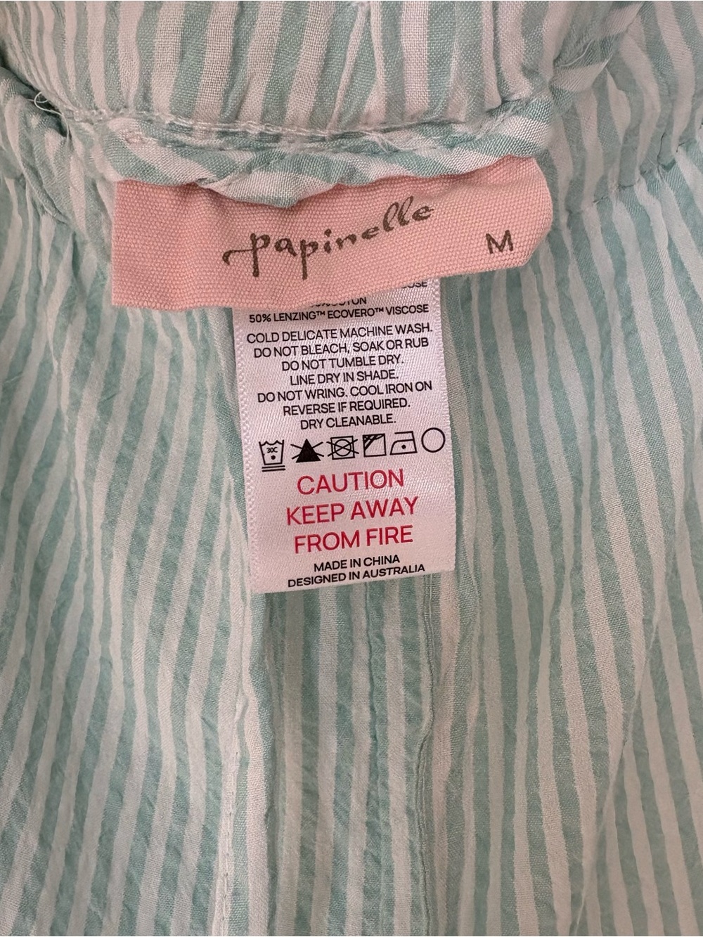 Papinelle Sabine Seersucker Stripe Full Length Pajama Set, Mint Green, M - Picture 10 of 16